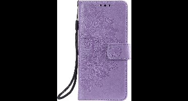 Shop4 - Samsung Galaxy A73 5G Hoesje - Wallet Case met Pasjeshouder Mandala Patroon Paars