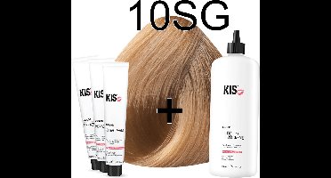 Kis KeraCream Color - 100ml - Haarverf Set - 10SG Super goudblond | KIS - (3 x haarverf & 1L waterstofperoxide)