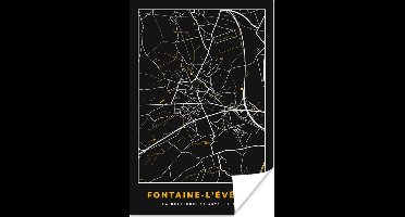 Poster Fontaine-L'Évêque - Plattegrond - Goud - Kaart - Stadskaart - 20x30 cm