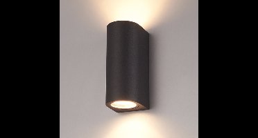 HOFTRONIC Douglas - LED Wandlamp buiten - Up and Down Light (2 Lichts) - 5W 400lm 2700K Extra Warm Wit - IP65 Waterdicht - Geschikt als Wandlamp Buiten en Binnen - 160x78x68mm - Gevelverlichting - 3 jaar garantie