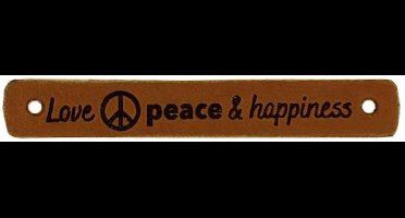 Durable Leren Label – "Love Peace & Happiness" – Duurzaam & Stijlvol (2 stuks)