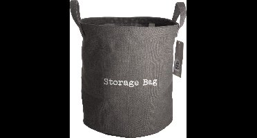 Gusta - Opbergmand - Donker Grijs - met tekst - ø30x32cm