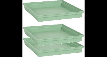 3x stuks bloempot kunststof onderschalen Toscane groen vierkant L33 x B33 x H5 cm - Opvangborden/opvangschalen