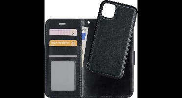 Hoesje - 2 in 1 - Geschikt voor Apple iPhone 13 Mini - Met Uitneembare Hard Cover - Bookcase - Wallet Case - Met Pasjeshouder - Book Case - Uitneembaar - Pashouder - Kunstleer - Zwart