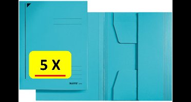5 x Dossiermap - A4 - Leitz - Manilla karton - blauw