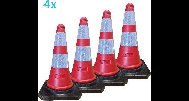 Pion - pionnen 50cm met rubber voet - verkeerskegel - 4 stuks