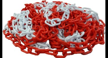Afzetketting - Rood/wit ketting - 10 meter - schakels 8mm - hoge kwaliteit