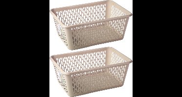 Plasticforte opbergmand/kastmandje - 2x - 6,5 liter - beige - kunststof - 20 x 30 x 11 cm