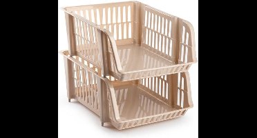 Plasticforte Stapelbare opbergmand - Beige - 16L - kunststof - 38 x 28 x 15 cm