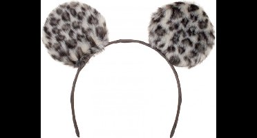 Diadeem grote pluche oren panter- carnaval thema feest party dieren