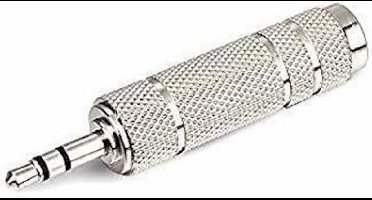 6.35MM Female Naar 3.5MM Male Stereo Audio Jack Adaptor Silver Plated