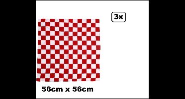 3x Zakdoek geblokt rood-wit 56cm x 56cm - zakdoek bandana carnaval rood wit geblokt Brabant