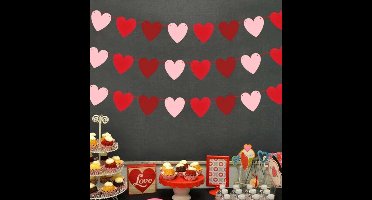 New Age Devi - Valentijn / Moederdag / Vaderdag Hart & Harten Liefde Guirlande Slinger / Banner / Rood Satijn Lint / Vlag / Huwelijk / Geboorte / Feest / Verjaardag / Jubileum / Bruiloft / Babyshower / Veranda Decoratie / Kerst