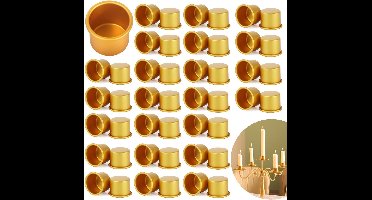 Kaarsenhouders van metaal voor staafkaarsen, 36 stuks, decoratief, klein, kaarsenstandaard voor tafelkaarsen, theelichtjes, decoratie, goud