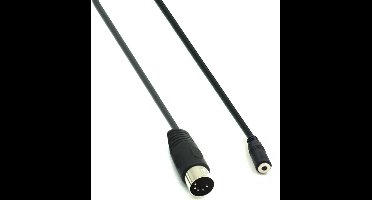DIN 5-pins (m) - 3,5mm Jack (v) audiokabel / zwart - 0,50 meter