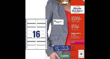 Badge etiket Avery 88 - 9x31mm 20 vel 16 etiketen per vel wit
