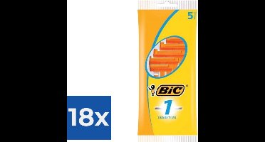 BIC 1 Sensitive Wegwerpscheermesjes Voor Heren Met Een Enkel Mesje En Vaste Kop - Pak van 5 Stuks - Voordeelverpakking 18 stuks