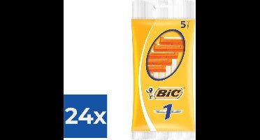 BIC 1 Klassieke Wegwerpscheermesjes Voor Heren Met Een Enkel Mesje En Vaste Kop - Pak van 5 Stuks - Voordeelverpakking 24 stuks