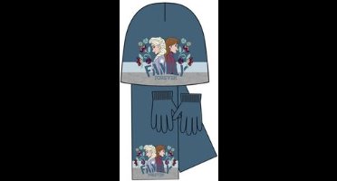 Frozen winterset - muts / sjaal / handschoenen - blauwgroen- maat 52 cm