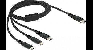 USB oplaadkabel 3 in 1 USB Type C naar Lightning / Micro USB / USB Type C 1 M