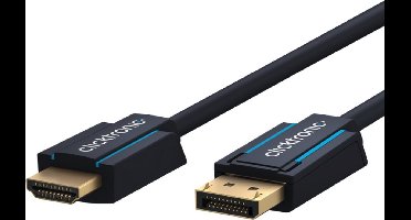 Clicktronic Actieve DisplayPort naar HDMI Kabel - 4K 60Hz - Verguld - 5 meter - Zwart
