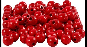 CC Houten Kralen 8 mm Rood 100 stuks