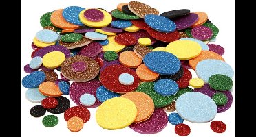 CC EVA Foam Cirkels Glitter Multigekleurd 12-32mm 150 stuks