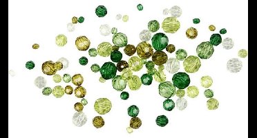 CC Plastic Facet Kralenmix 4-12 mm Groene Harmonie 170 stuks