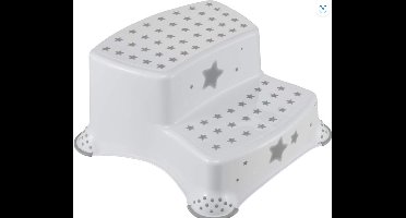 Opstapje, opstapkrukje met 2 treden, Stars, vanaf ca. 3 tot ca. 14 jaar, antislip-oppervlak, Igor, wit