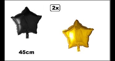 2x Folieballon Ster zwart en goud (45 cm) - Black and gold party - Gala party ballon feest festival green stars evenement