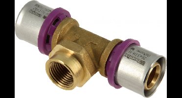 Bonfix Alu-pers - messing perskoppeling / persfitting - T-stuk 26mm 1/2inch binnendraad FxRpxF