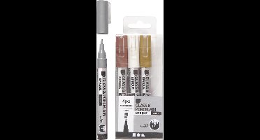 Creativ Company Glas- en Porseleinstift Dekkend Set Metallic 4 stuks