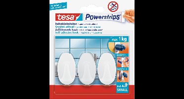 Tesa Powerstrips - 15x st - ovaal - haken - small - klusbenodigdheden - Verwijderbare haken - Opplak haken 3 stuks