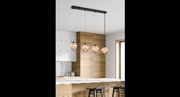 Reality - LED Hanglamp - Hangverlichting - E27 Fitting - 4-lichts - Rechthoek - Bruin - Aluminium