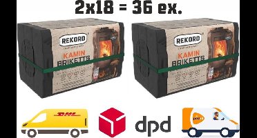 Bruinkool briketten - 2x18 stuks (36 briketten) - 20 kg. rekord bruinkool briketten - haardhout - kachel
