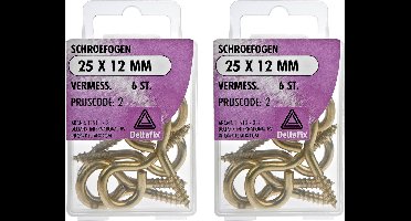 Deltafix Schroefogen - 12x - verzinkt metaal - 25 x 12 mm - ijzerwaren bevestigsmaterialen