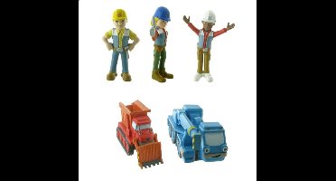 Speelset Bob de Bouwer met oa Bob, Wendy & Leo - 7 cm (Let op: Wielen bewegen niet)
