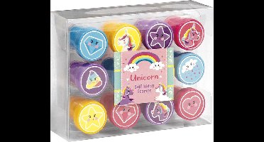 Totum Stempels Unicorn Junior 12 Stuks zelfinktend - creatief speelgoed junior meisjes vanaf 3 jaar - stempelen knutselen kaarten maken cadeau tip