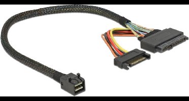 Kabel SFF-8643 Male> U.2 SFF-8639 Vrouw + SATA Power Connector 30 cm