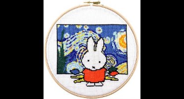 Pako Borduurpakket - Nijntje Holland van Gogh, Dick Bruna - 276.041 - voorgesorteerd garen - Aida - 20 cm Rond - DIY kit