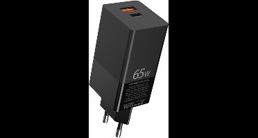 DrPhone Halo 2P DELUXE GaN 65W Thuislader – 2 Poorten – Qualcomm 3.0 & 1X USB C PD 3.0 Oplader – Krachtige Oplader – Multipoort – Zwart