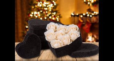 Set van 4 geschenkdozen, taartdoos, opbergdoos met deksel, hartvormige geschenkdoos, fluwelen dozen, geschenkdoos, juwelendoos, verjaardagscadeau voor moederdag, zwart