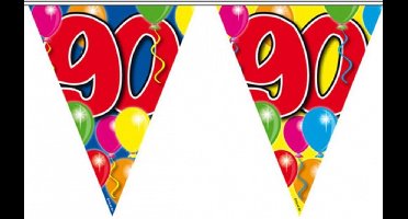 Folat Leeftijd vlaggenlijn - 90 jaar - 10 meter - verjaardag feest versiering - vlaggetjes