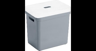 Sunware Opbergboxen met transparante deksel - 1x stuks - kastmanden - blauw/grijs - 25 liter - kunststof - 35 x 25 x 36 cm - Opbergers