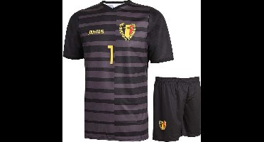 Belgie Keeperstenue Courtois - Voetbal Tenue Kinderen - Shirt en Broekje - Jongens en Meisjes - Volwassenen - Heren en Dames - Maat 164