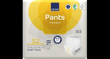ABENA Pants Premium S2 - 16x Absorberend Broekje, te Dragen als Gewoon Ondergoed - Voor het Verlies van de Hele Blaasinhoud en (Dunne) Ontlasting - Heupomvang 60-90 cm - Absorptie 1900 ml