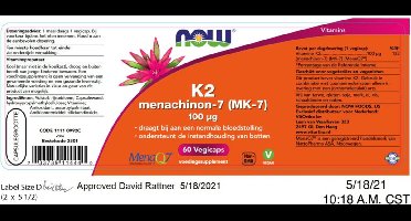 Now - K2 Menachinon-7 (MK-7) 100 µg (60 vegicaps)