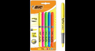 BIC Highlighter Grip Markeerstift - Willekeurige kleuren - Blister van 5 stuks