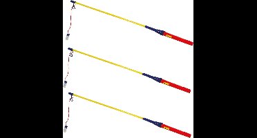 Lampionstokjes - 3x - rood/blauw/geel - met lichtje - 50 cm