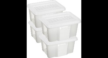 Sunware set van 4x opslagboxen kunststof 24 liter transparant 42 x 33 x 22 cm met afsluitbare deksel